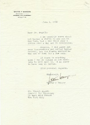Item #1140 Typed Letter Signed, 4to, on business stationery of Universal Studios, Universal City,...