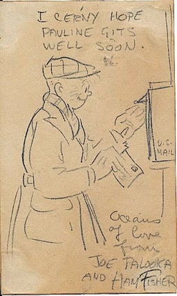JOE PALOOKA. Cartoon Art. Original Sketch Signed, 8vo, n.p., n.d. HAM FISHER.