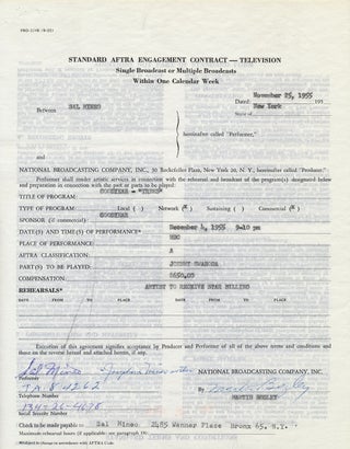 Item #1358 Typed Document Signed, 4to, New York, November 25, 1955. SAL MINEO