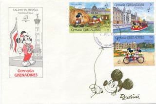 Item #1666 Mickey Mouse Original Drawing Signed, on a First Day Cover , 8vo, postmarked Hansel...