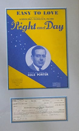 Item #1972 Cole Porter Signed Check. Printed and manuscript D.S., oblong 8vo, Peru, Indiana,...