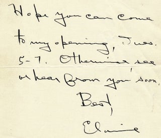 Typed Letter Signed and Autograph Letter Signed, n.d., New York City. ELAINE DE KOONING.