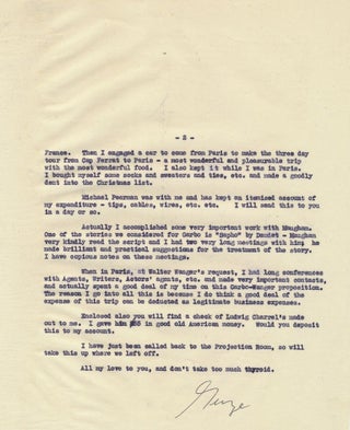 CUKOR, GEORGE Typed Letter SIGNED. GEORGE CUKOR.