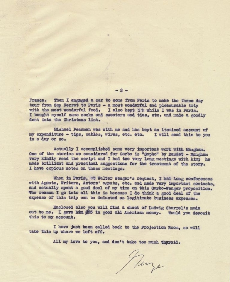 Item #2248 CUKOR, GEORGE Typed Letter SIGNED. GEORGE CUKOR.