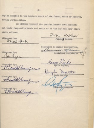 Item #2250 Document SIGNED, 9 pp, 4to, August 28, 1950, New York City. FERENC MOLNÁR...