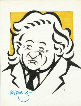 Item #2276 Original Art. Signed Drawing of Lipschitz by caricaturist Jack Rosen, Signed...