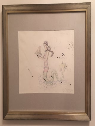 Original Mermaid Sketch Signed with Initials.