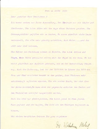 Item #2407 Typed Letter SIGNED, in German, 4to, Vienna, Oct. 28, 1916. WILHELM STEKEL