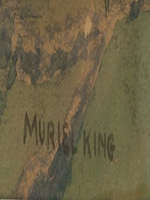 Designer Muriel King Original Art Signed. Water color on paper of a woodland scene, signed, approximately 10 X 12 inches, matted in in tan archival material, measuring with mat 13 1/2 x 12 1/2 inches.