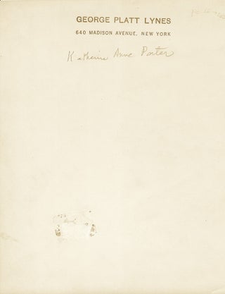 George Platt Lynes Photograph of Katherine Anne Porter Signed.