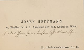 Autograph Note in German, Unsigned on visiting card with envelope. JOSEF HOFFMANN.