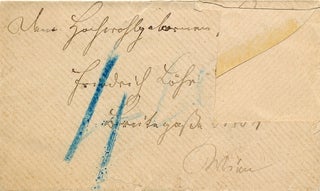Autograph Note in German, Unsigned on visiting card with envelope.