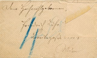 Autograph Note in German, Unsigned on visiting card with envelope.