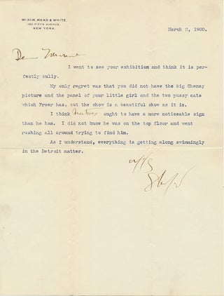Item #4068 Typed Letter SIGNED on "McKim, Mead & White" stationery, 4to, New York, March 2, 1900....