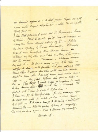 Lengthy Autograph Letter SIGNED, 4 separate 4to sheets of onion skin stationery, n.p., n.d., but companion envelope postmarked, Baltimore, Apr. 21, 1911