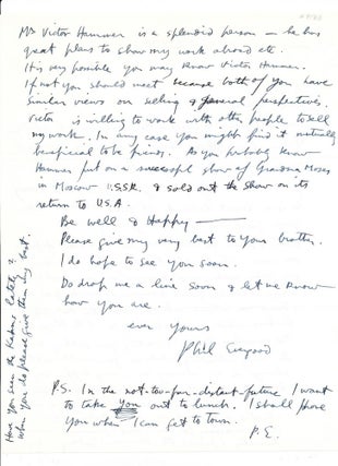 Autograph Letter SIGNED, 2 pp on one 4to sheet of printed personalized stationery, Bridgewater, CT., Oct. 27, 1965.
