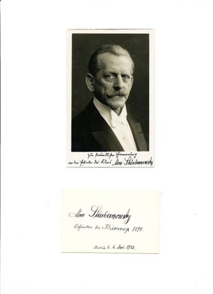 Item #4126 SIGNED Post Card Photograph with Biographic Notation, in German, AND Signed 12 mo...