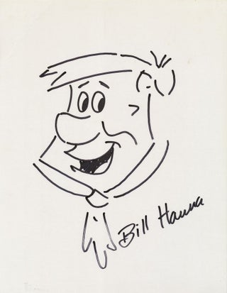 Item #4137 Original Art SIGNED. Drawing of Fred Flintstone, on card stock, approximately 8 x 10,...