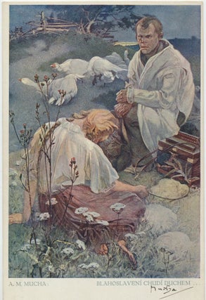 Item #4156 "Blessed Are the Poor Spirit." SIGNED Color Art Reproduction Postcard, title...