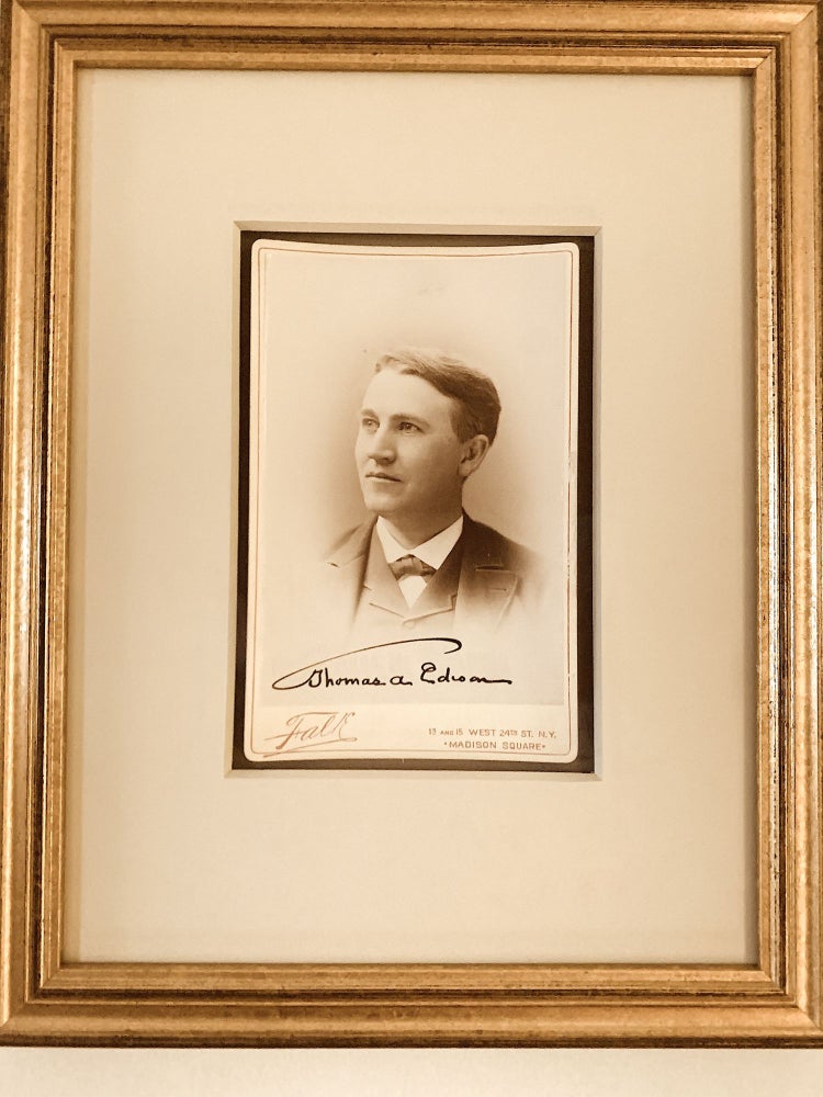 Item #4165 Thomas Edison SIGNED Cabinet Photograph. THOMAS ALVA EDISON.