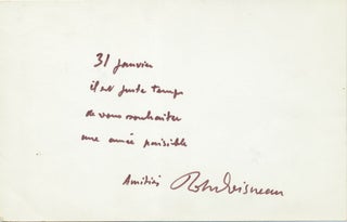 Item #4178 Doisneau New Year's Wishes Signed on his photograph from a 1900 negative of a Paris...
