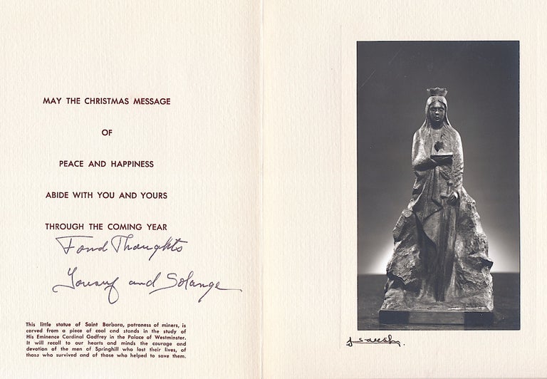 Item #4181 Yousuf Karsh, Pair of Christmas Cards made from his Photographs Signed, 1953 and 1958. YOUSUF KARSH.
