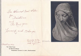 Yousuf Karsh, Pair of Christmas Cards made from his Photographs Signed, 1953 and 1958.