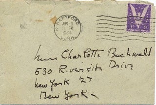 Autograph Letter Signed, 3 adjoining pages 8vo, n.p. (but postmarked Hartford, Connecticut), February 17, 1944.