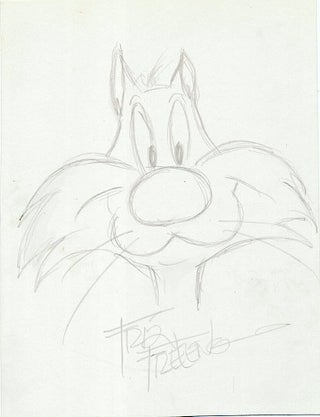 Item #4215 Original Cartoon Art SIGNED of Sylvester the Cat, in pencil, 8vo. ISADORE "FRIZ" FRELENG