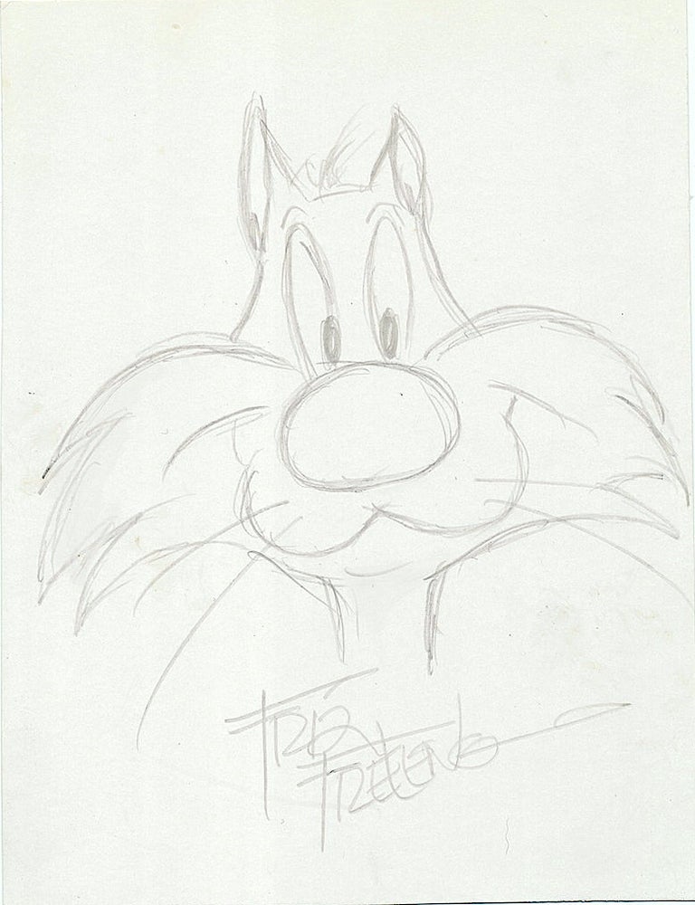 Item #4215 Original Cartoon Art SIGNED of Sylvester the Cat, in pencil, 8vo. ISADORE "FRIZ" FRELENG.