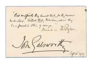 Item #4249 Autograph Quotation SIGNED, on post card size stationery card , n.p., Sept. 15, 1919....