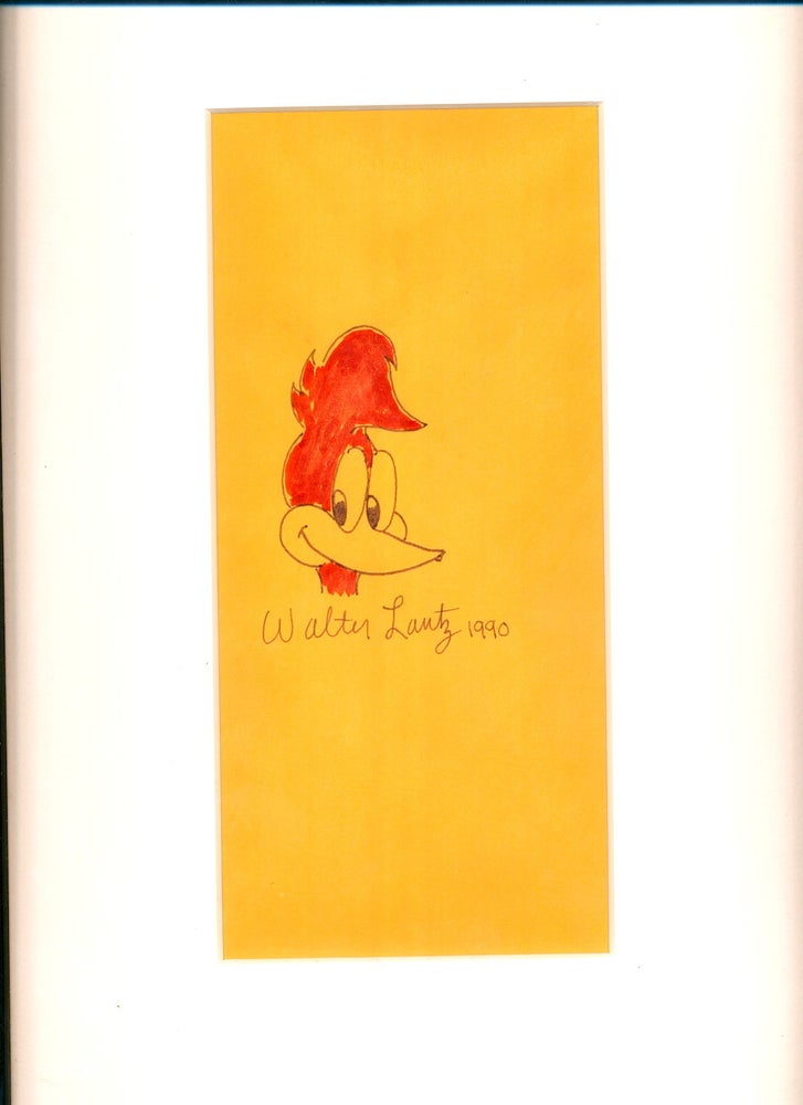 Item #4250 ORIGINAL CARTOON ART SIGNED. Hand Colored Drawing Signed, oblong 8vo, 1990. WALTER LANTZ.