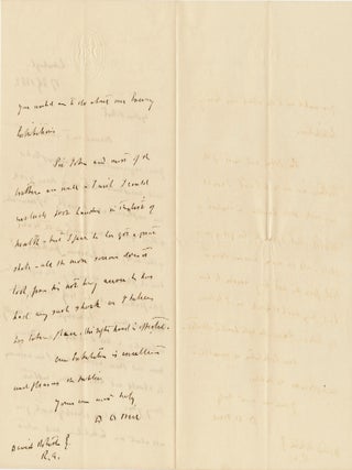 Archive of three Autograph Letters SIGNED, two to fellow painters, David Roberts and Edward William Cooke and one to engineer, inventor and artist, James Nasmyth, each on blind embossed "Royal Scottish Academy of Painting & Sculptor" folded stationery, 8vo, Edinburgh, each dated July 17, 1862, and each with Royal Scottish Academy envelope bearing the Academy's embossed emblem.