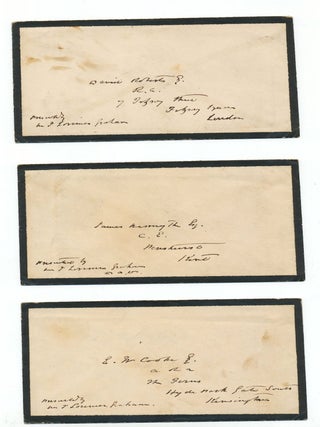 Archive of three Autograph Letters SIGNED, two to fellow painters, David Roberts and Edward William Cooke and one to engineer, inventor and artist, James Nasmyth, each on blind embossed "Royal Scottish Academy of Painting & Sculptor" folded stationery, 8vo, Edinburgh, each dated July 17, 1862, and each with Royal Scottish Academy envelope bearing the Academy's embossed emblem.