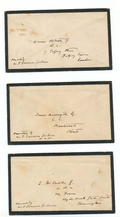 Archive of three Autograph Letters SIGNED, two to fellow painters, David Roberts and Edward William Cooke and one to engineer, inventor and artist, James Nasmyth, each on blind embossed "Royal Scottish Academy of Painting & Sculptor" folded stationery, 8vo, Edinburgh, each dated July 17, 1862, and each with Royal Scottish Academy envelope bearing the Academy's embossed emblem.