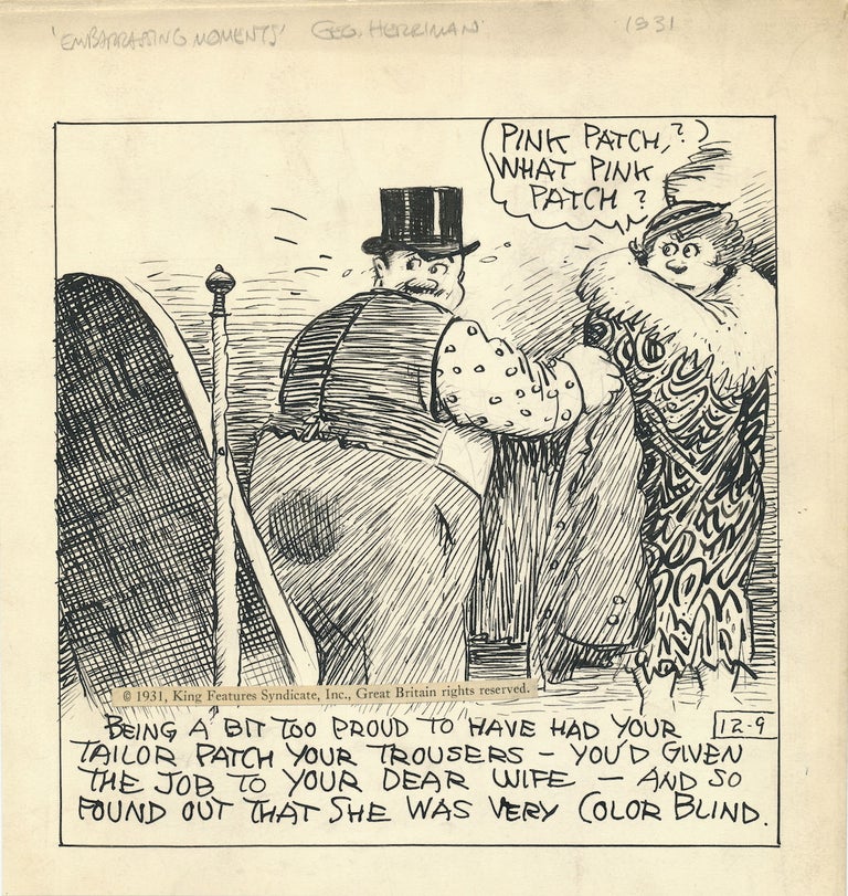 Item #4319 Daily Comic Strip Panel, "Embarrassing Moments," Original Art. GEORGE HERRIMAN.