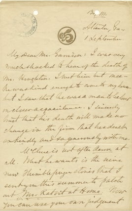 Substantive Autograph Letter SIGNED, about publishing, 2pp on one 8vo sheet, on first and fourth. JOEL CHANDLER HARRIS.