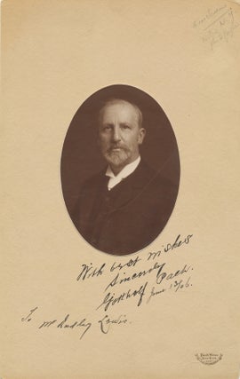 Item #4325 SIGNED Photograph self portrait inscribed, on 4to mount with Pach Bros. stamp, n.p.,...