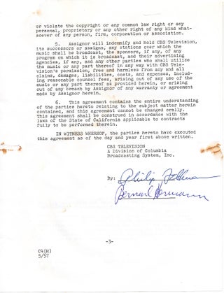 Typed Document SIGNED, 4 pp, Hollywood, CA, June 1, 1957. BERNARD HERRMANN.