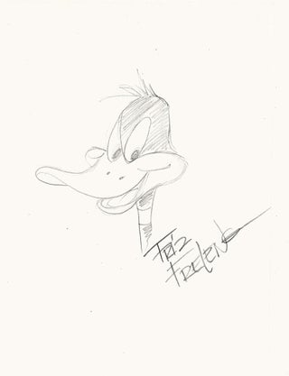 Item #4363 ORIGINAL ART SIGNED. Daffy Duck Original Pencil Drawing Signed, on card stock...