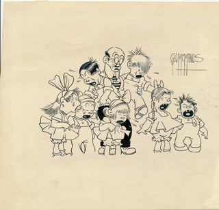 Item #4399 ORIGINAL ART SIGNED. Pen and ink Sketch of eight characters from "Bringing Up Father"...