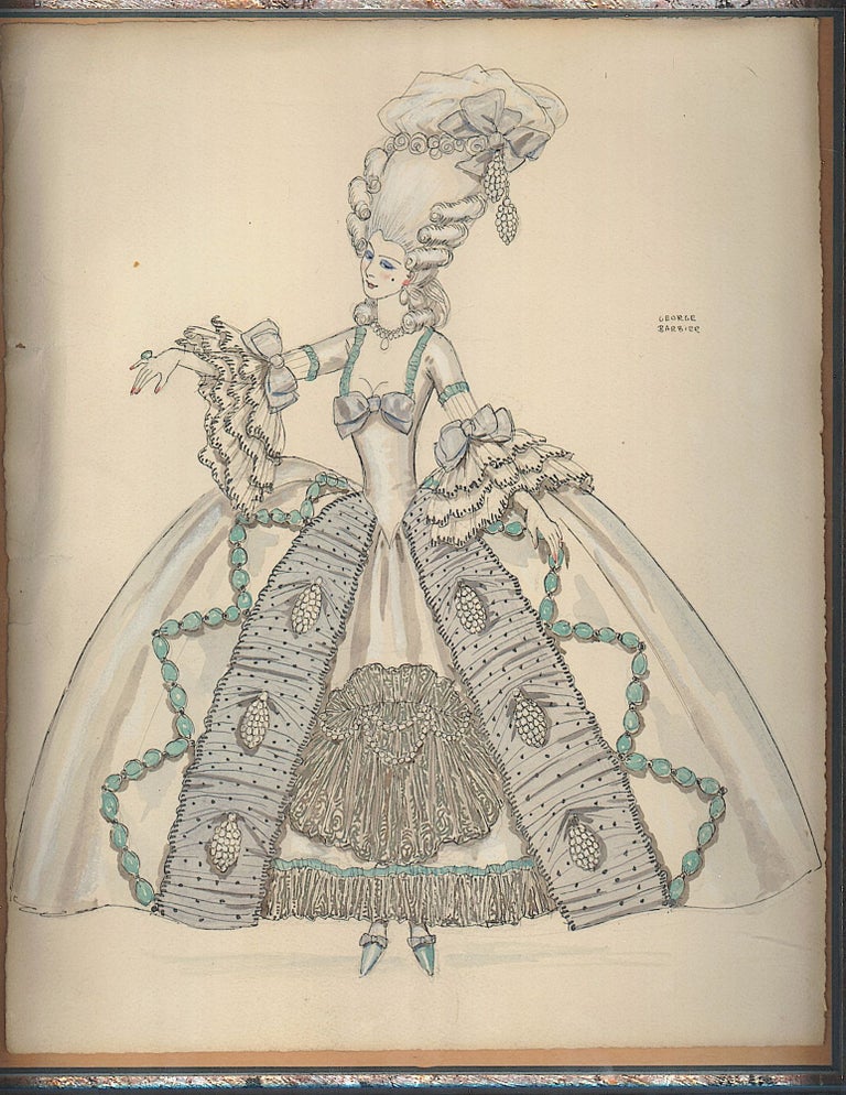 Item #4491 Two SIGNED Costume Designs, Watercolor, Pen and Ink, GEORGES BARBIER.