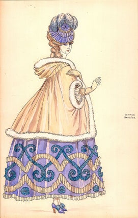 Two SIGNED Costume Designs, Watercolor, Pen and Ink,