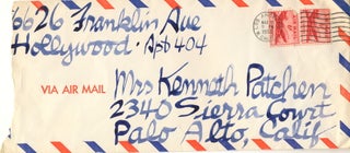 Informative Autograph Letter SIGNED, 5 separate 4to pages written to "Mrs. Kenneth Patchen" on accompanying envelope, postmarked, March 20, 1958.