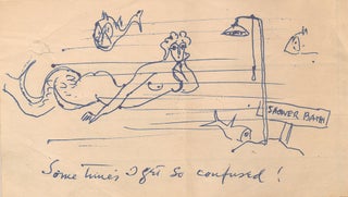 Item #4641 "Sometimes I Get So Confused!" says the mermaid in Walt Kuhn's humorous sketch...