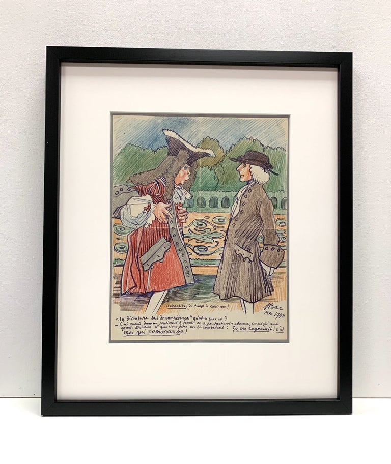 Item #4648 BAC, FERDINAND.Original Political Cartoon Signed. "What is the dictatorship of incompetence?" FERDINAND BAC.