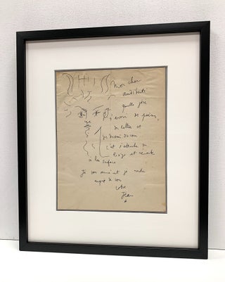Item #4651 Captivating pen and ink line drawing of Orpheus within an Autograph Letter SIGNED,...