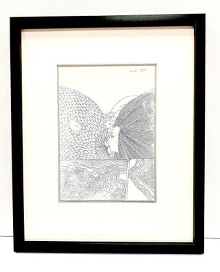 Item #4661 Original drawing signed and dated, 1996, rendered in pen and ink on white artists'...