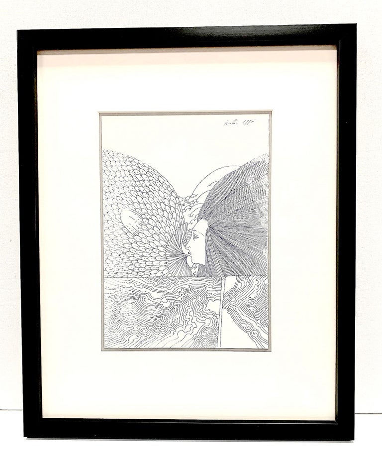 Item #4661 Original drawing signed and dated, 1996, rendered in pen and ink on white artists' board, measures 6.1 x 8.8 inches. WOLFGANG HUTTER.