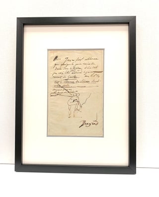 Item #4663 INGRES, JEAN AUGUSTE DOMINIQUE. Original Drawing in Autograph Letter Signed. JEAN...